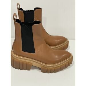 Stella McCartney NWB Emilie Half Boots Size 40 10 US Caramel Tan & Black Mat